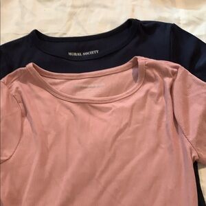 Pink and Bllue Crop Top Casual Style